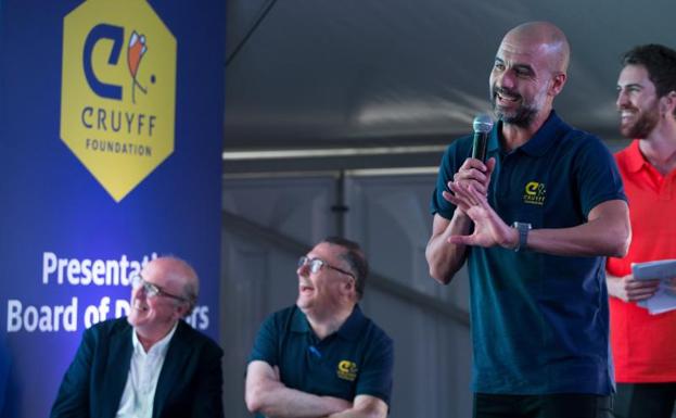 Guardiola, durante el acto de la Fundación Johan Cruyff