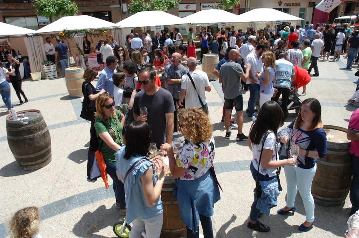 Ambiente de la Feria Entreviñas celebrada en Aldeanueva de Ebro el sábado. Éxito de público y también para las bodegas que propusieron sus nuevos productos en las casetas montadas para el evento. 