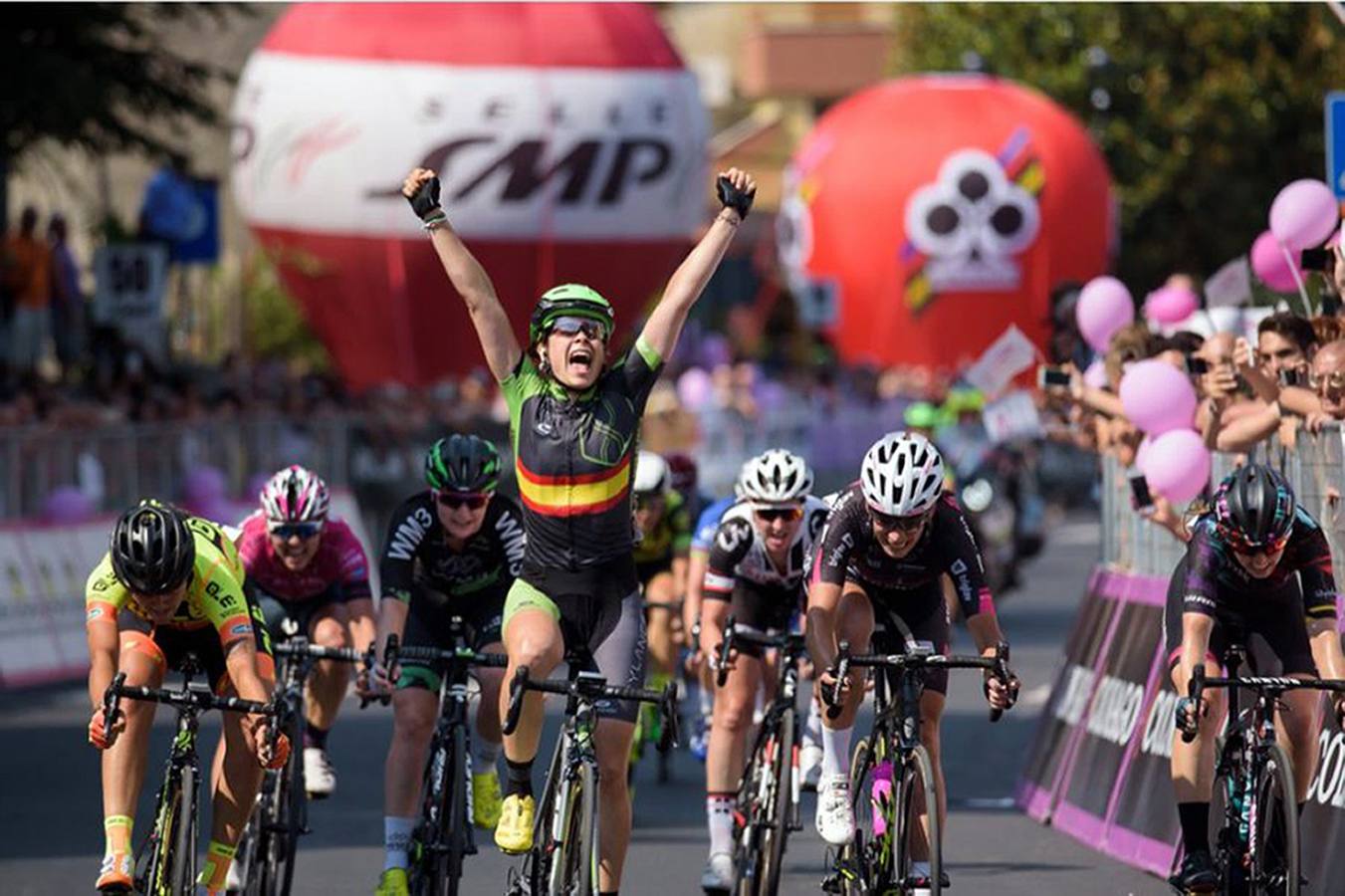 La ciclista logroñesa, en su victoria del año pasado en el Giro