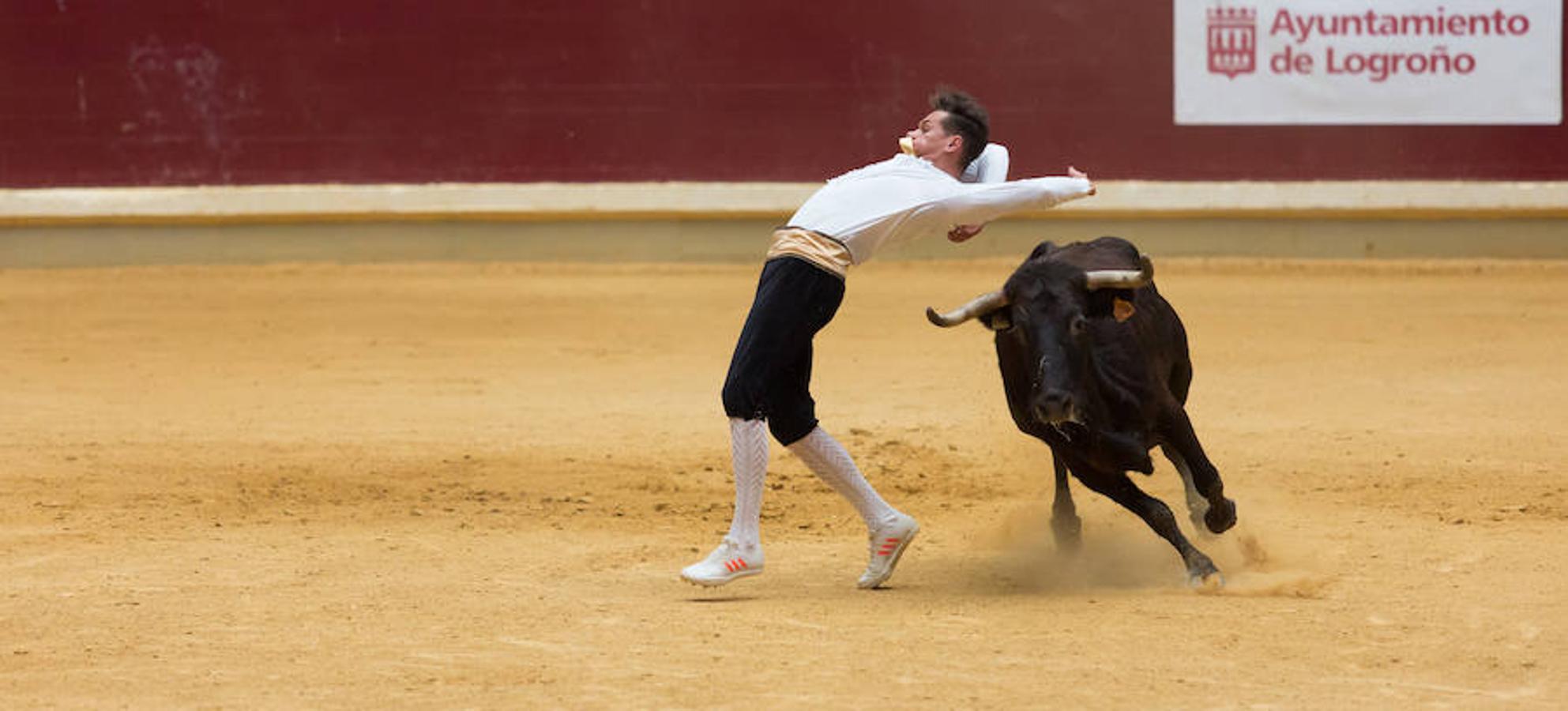 Los mejores recortadores del momento se han dado cita en la plaza de toros de La Ribera de Logroño para presenciar el fetejo taurino del prograna de San bernabé. Riesgo y vaquillas animaron a seguir de cerca las evoluciones de los valientes que decidieron pisar la arena.