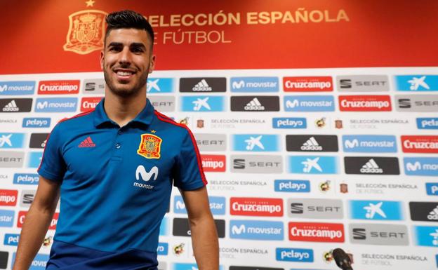 Marco Asensio, en rueda de prensa. 