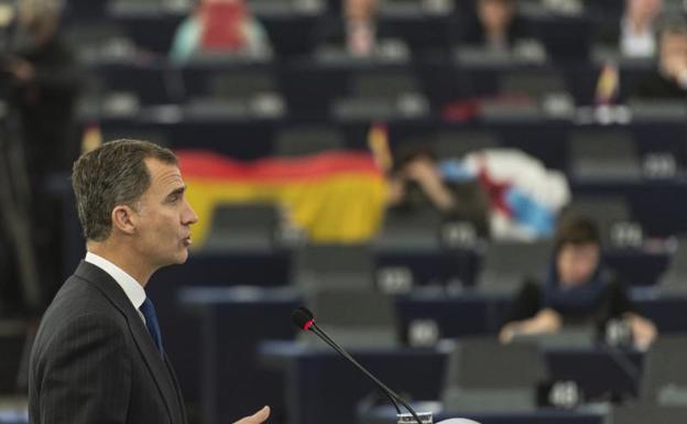 El rey Felipe VI, durante un acto en Estrasburgo. 