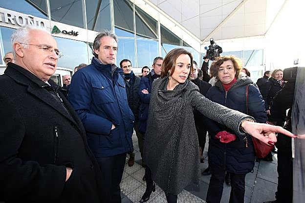 Ceniceros, De la Serna y Gamarra, durante una de sus tres últimas visitas a Logroño