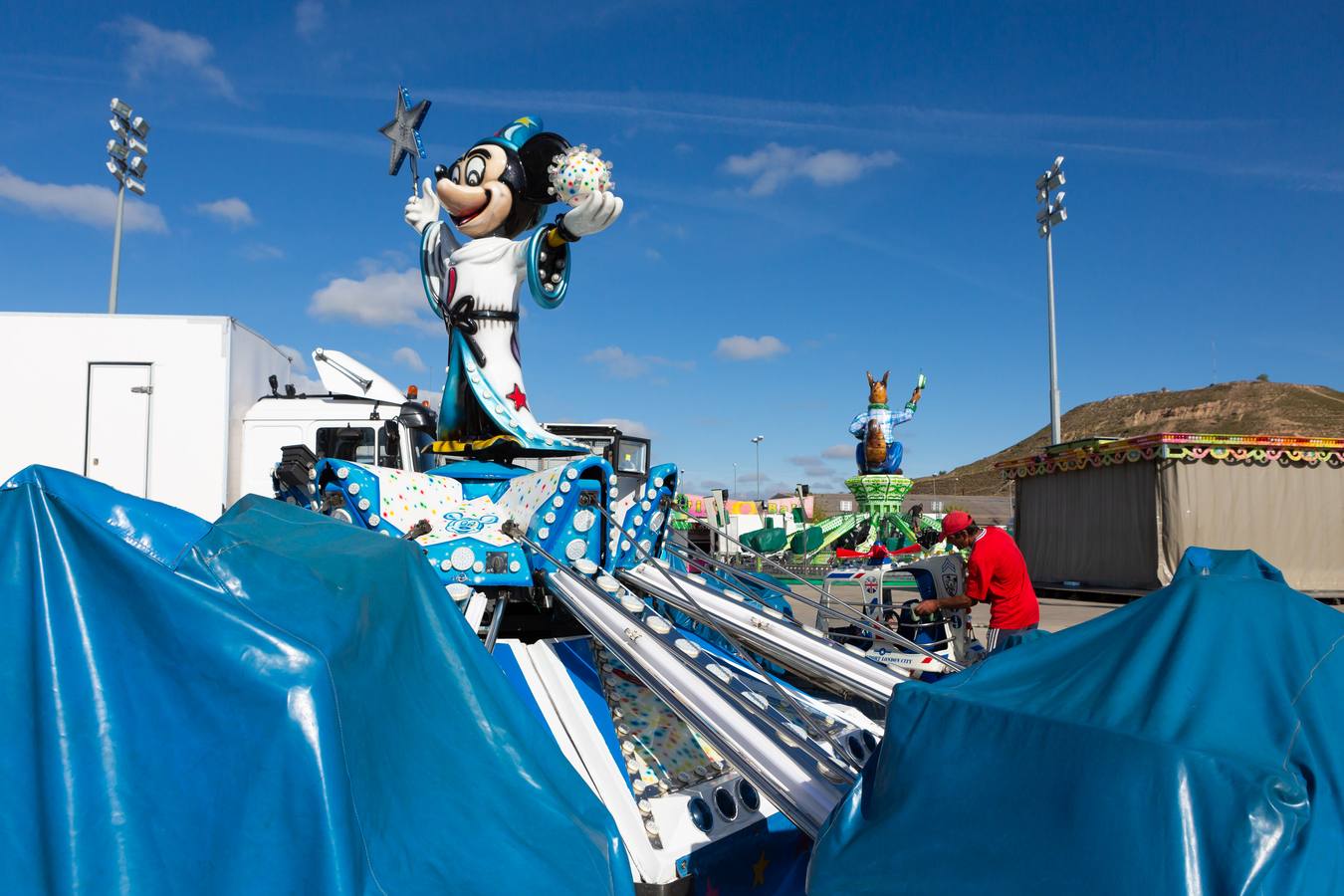 El ferial se prepara para el inicio de las fiestas de San Mateo de Logroño 2018