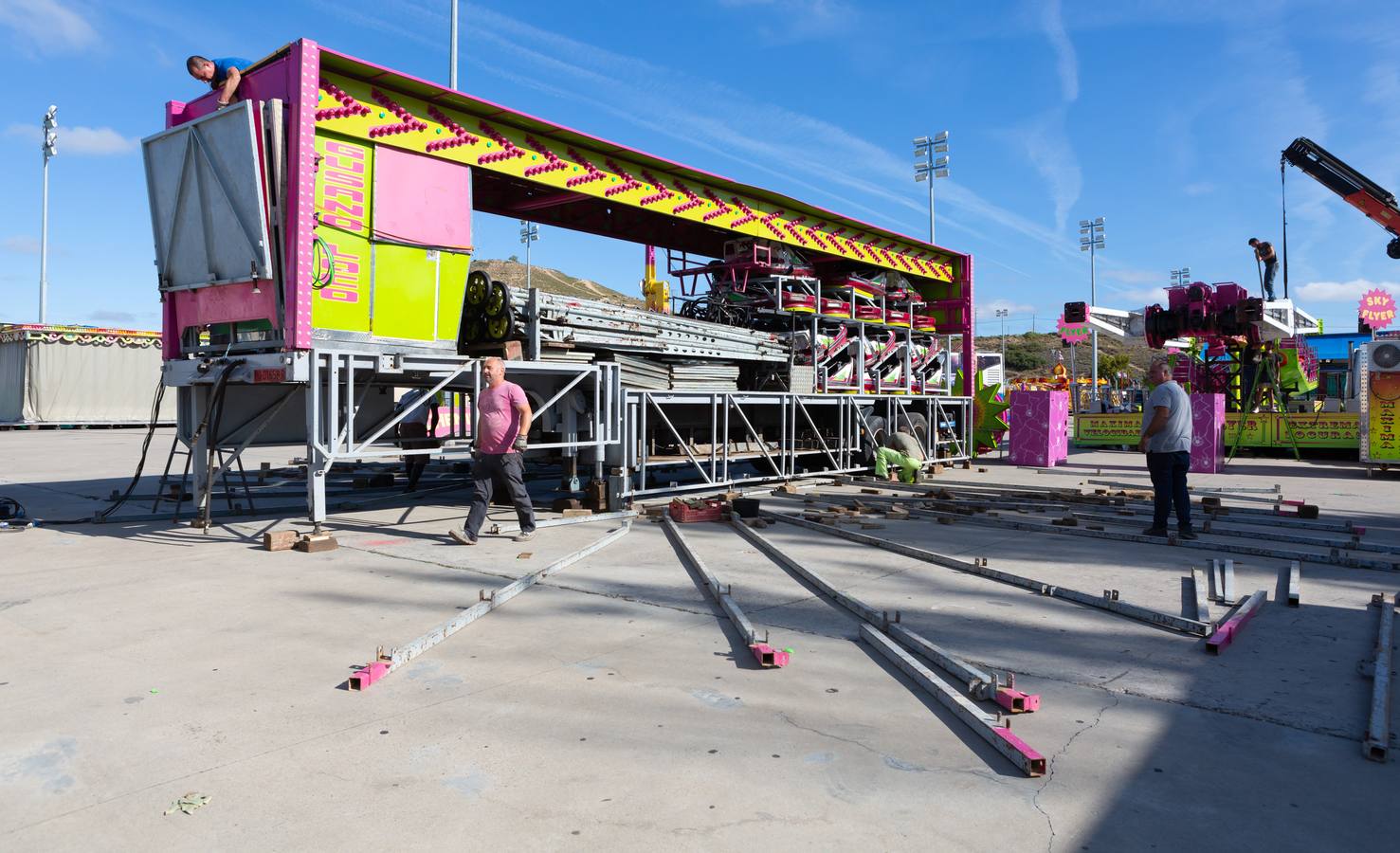 El ferial se prepara para el inicio de las fiestas de San Mateo de Logroño 2018