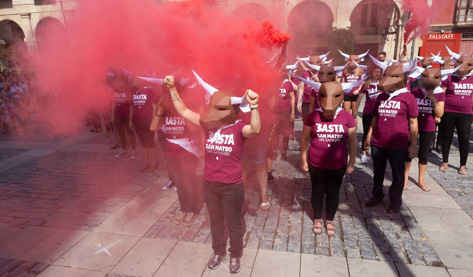 Protesta antitaurina en la Plaza del Mercado.