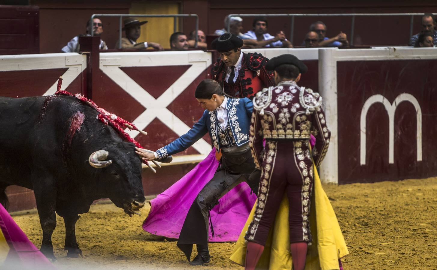 El rejoneador Pablo Hermoso de Mendoza y la francesa Lea Vicens salieron a hombros en el cierre ecuestre de la feria de San Mateo de Logroño, una tarde en la que el jinete navarro marcó la diferencia, con una actuación colosal, sobre todo en su primer enemigo