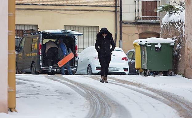 Un pueblo riojano, cubierto de nieve. 