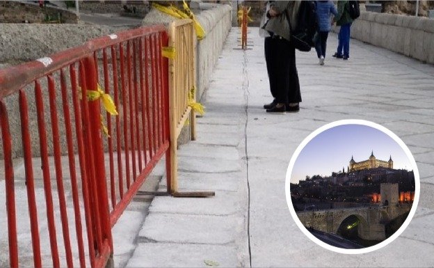 Rompen el suelo de un puente medieval en Toledo para instalar un sistema de iluminación