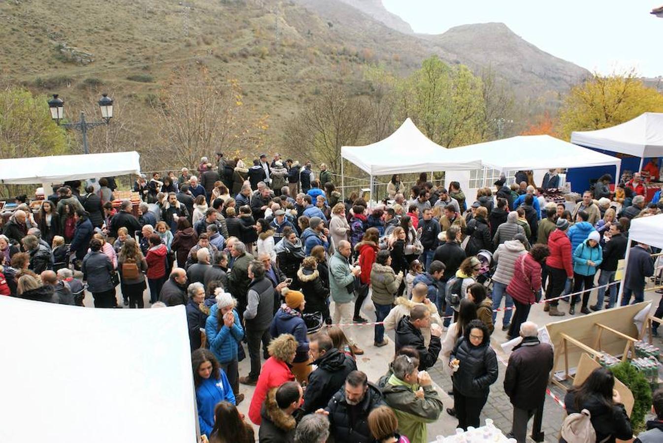 Angjuiano volvió a adr la bienvenida a todos los que quisieron probar un plato de caparrones y la cita, de hecho, va a más cada año. Hasta 1.300 raciones del plato de cuchara se repartieron en la localidad que ha hecho de su nombre un sinónimo del homenaje a la alubia local.