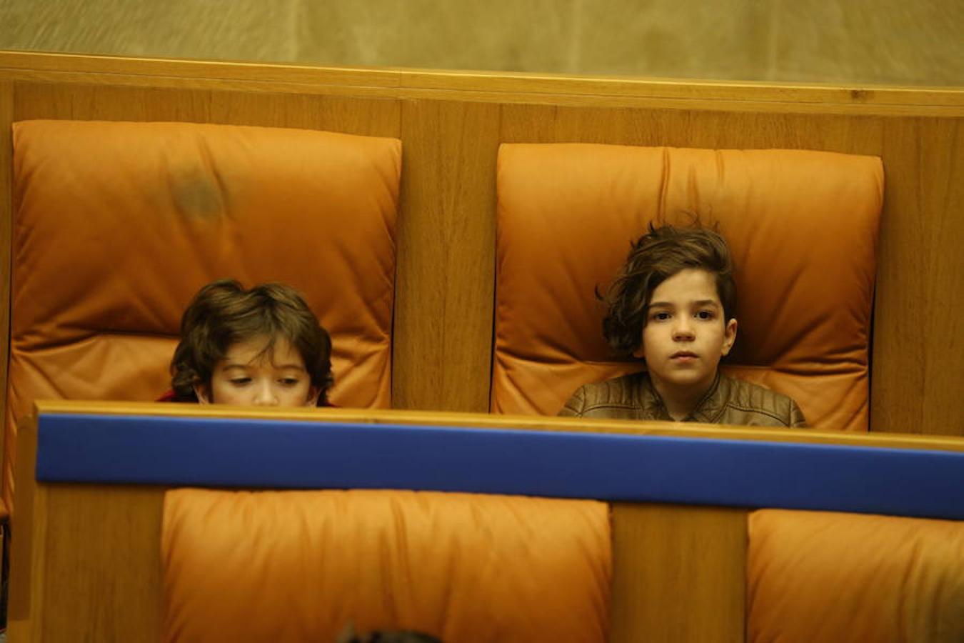 Un grupo de escolares de quinto de Primaria del Colegio Villapatro de Lardero han leído hoy, en el Parlamento de La Rioja, unos manifiestos, que previamente habían redactado junto a sus profesores, sobre cuatro derechos de la infancia en el acto del Día del Niño.