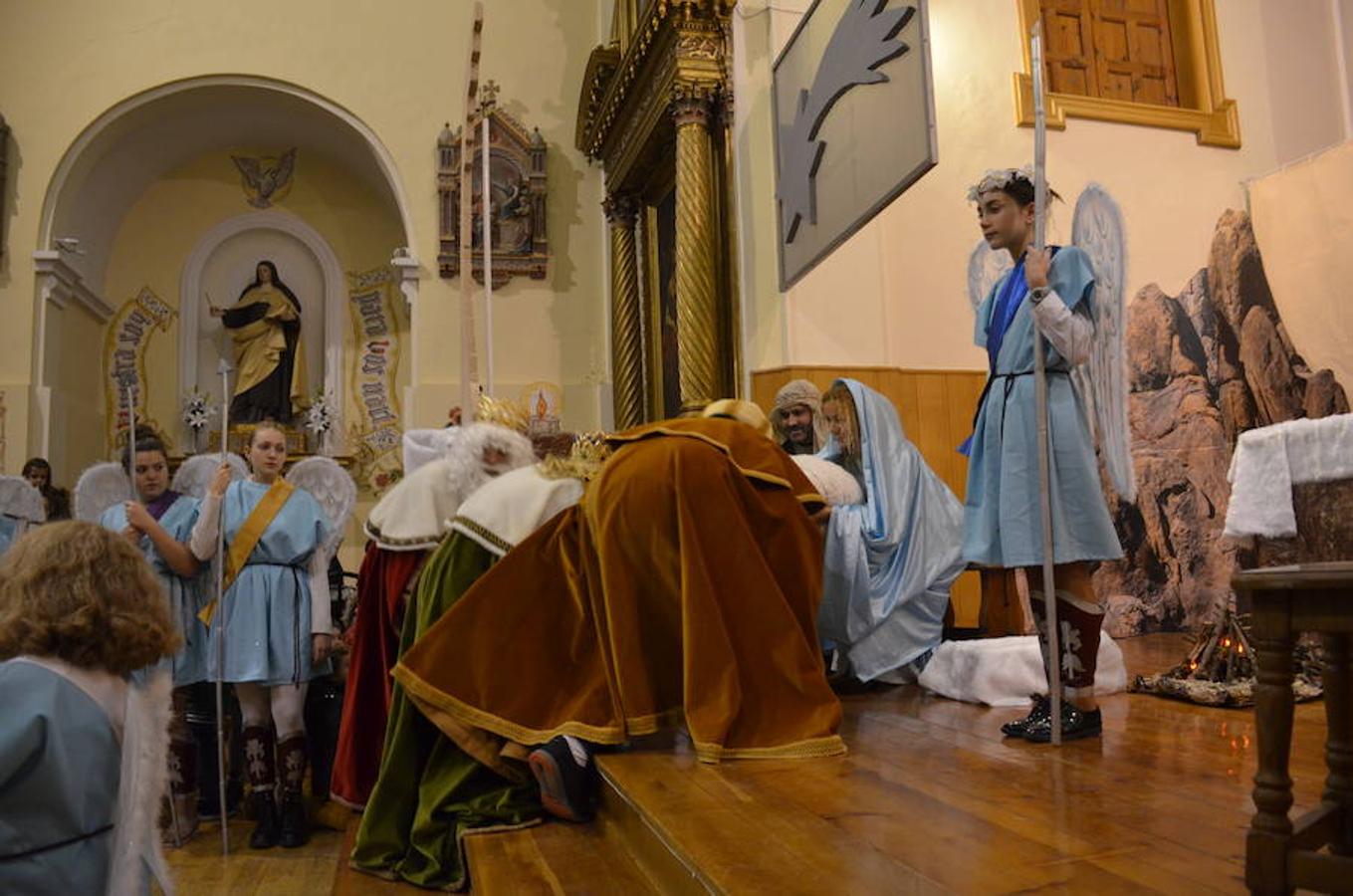 Representación de un belén viviente que ha habido esta tarde en el santuario del Carmen en Calahorra