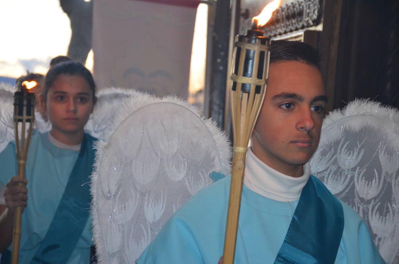 Representación de un belén viviente que ha habido esta tarde en el santuario del Carmen en Calahorra