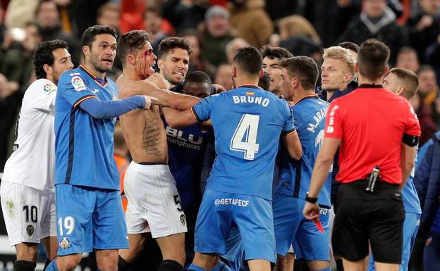 La tangana tras el Valencia-Getafe. 