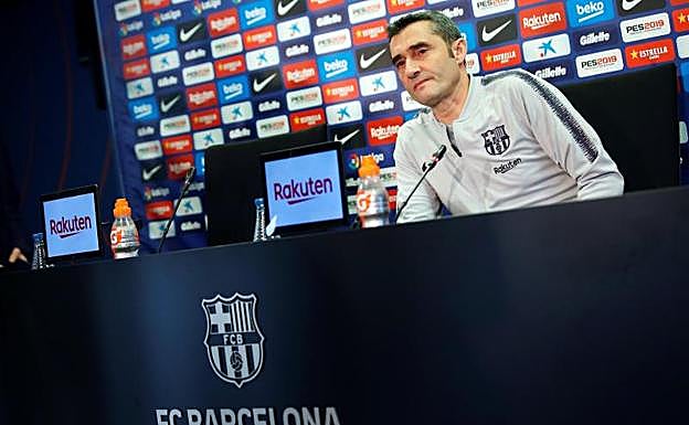 Ernesto Valverde, en la rueda de prensa en víspera del partido ante el Athletic. 