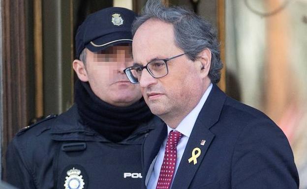 El presidente de la Generalitat, Quim Torra, a la salida del Tribunal Supremo. 