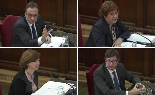 Los exconsejeros Josep Rull, Dolors Bassa, Meritxell Borràs y Carles Mundó.