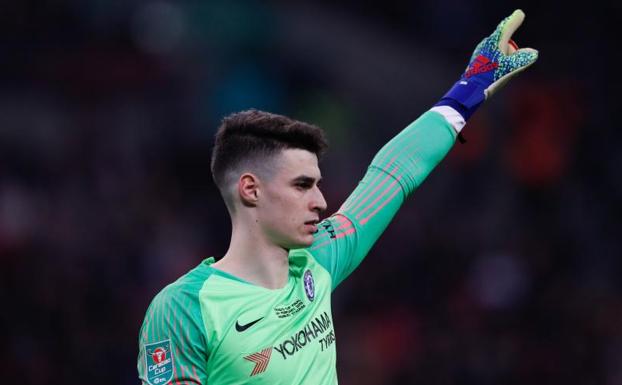 Kepa Arrizabalaga, durante la final de la Carabao Cup.