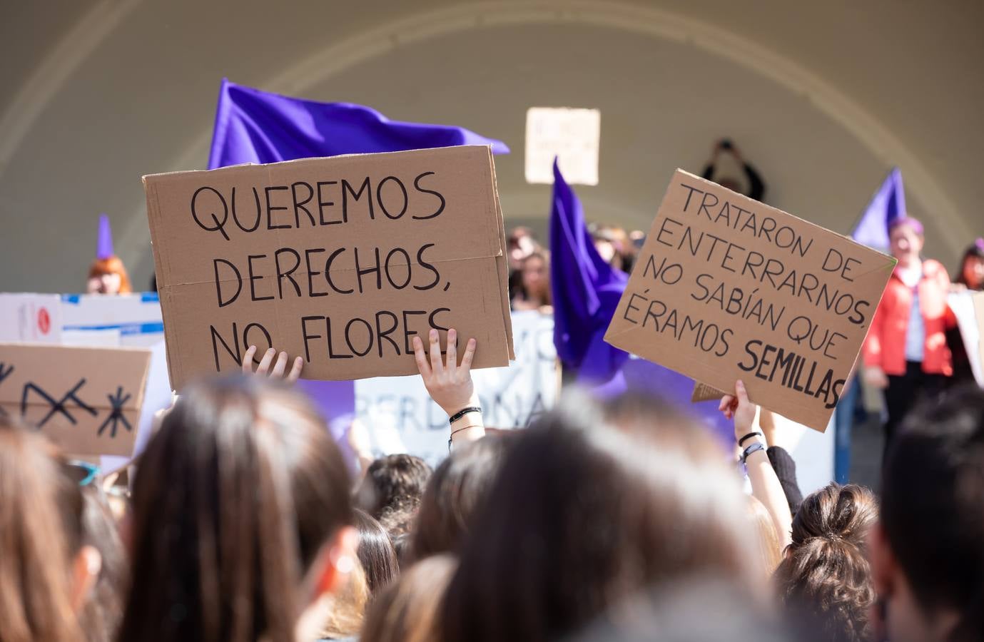 Fotos: La manifestación feminista estudiantil en Logroño, de camino a La Concha