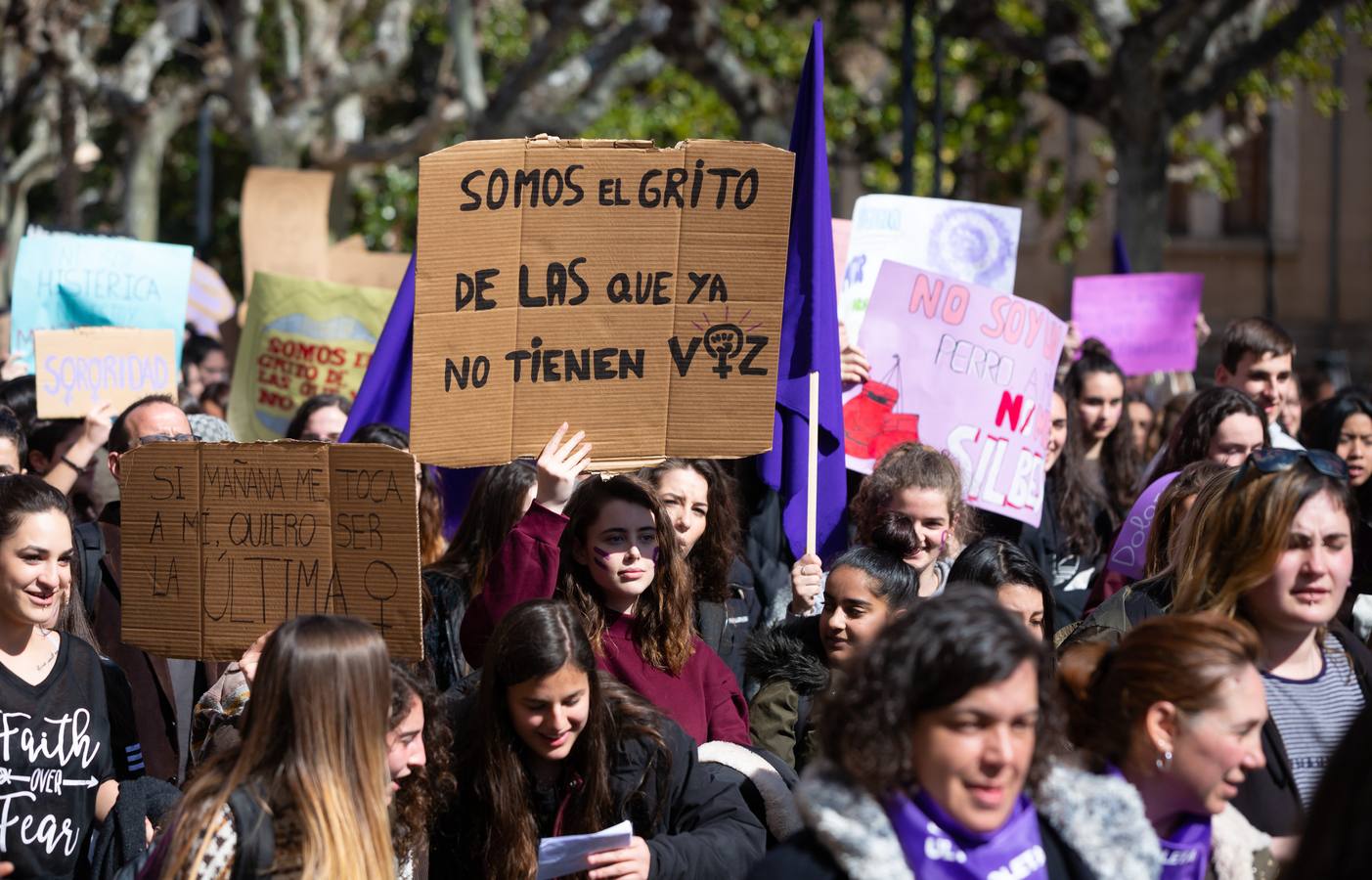 Fotos: La manifestación feminista estudiantil en Logroño, de camino a La Concha