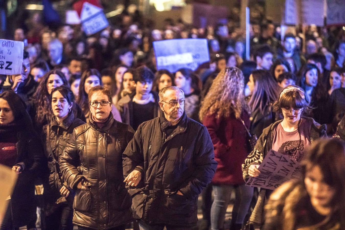 Fotos: La manifestación del Día de la Mujer llena al anocchecer las calles de Logroño