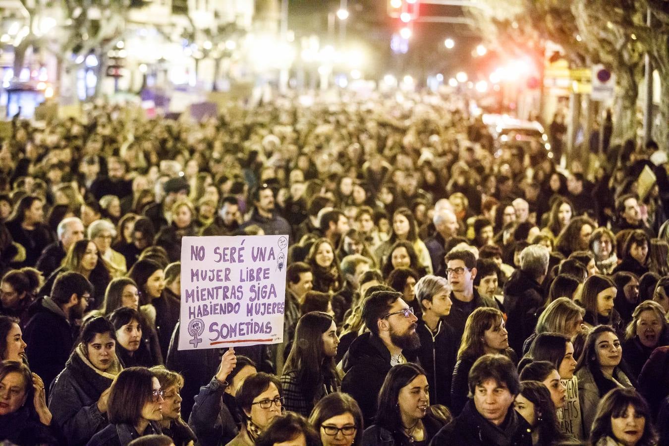 Fotos: La manifestación del Día de la Mujer llena al anocchecer las calles de Logroño