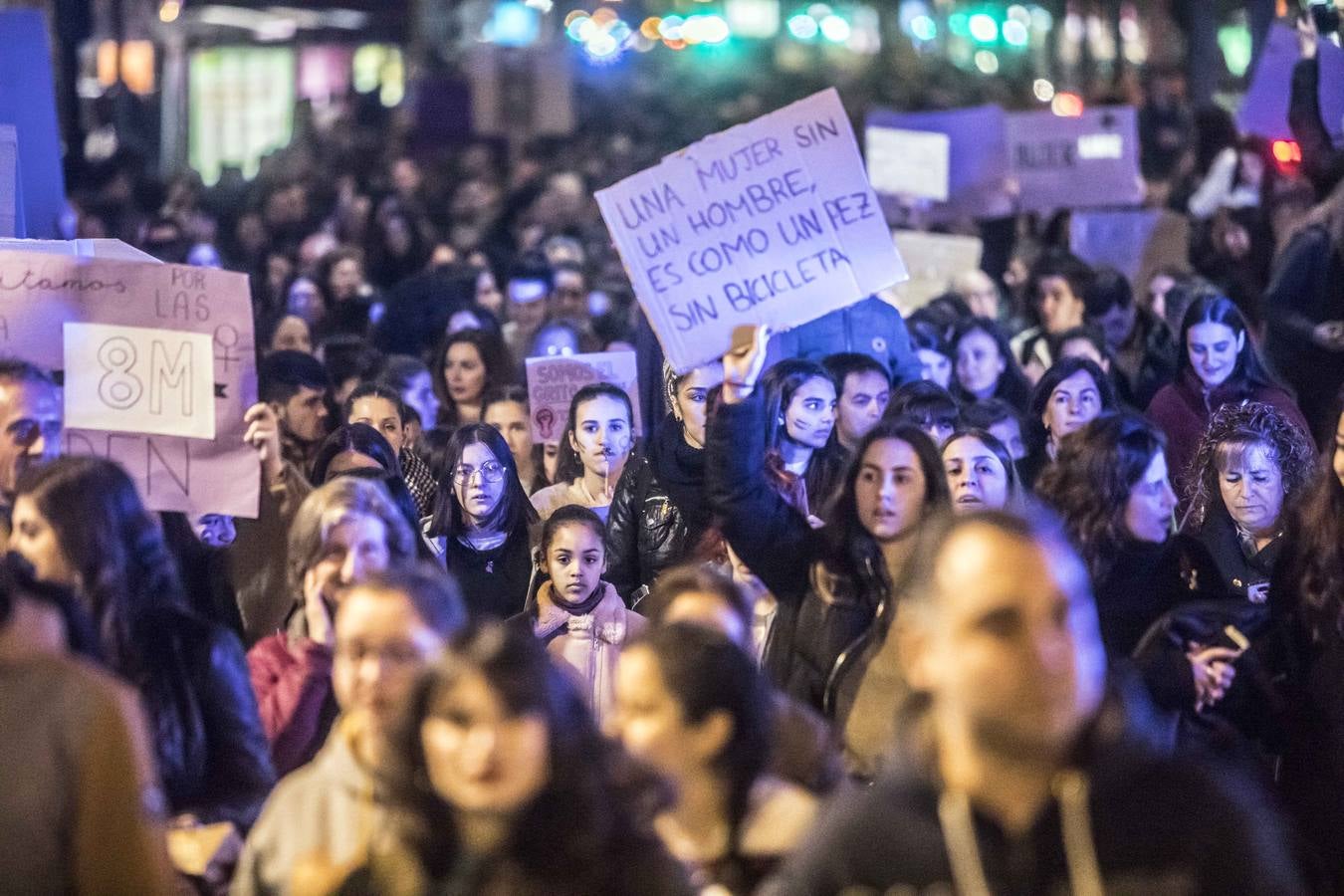 Fotos: La manifestación del Día de la Mujer llena al anocchecer las calles de Logroño