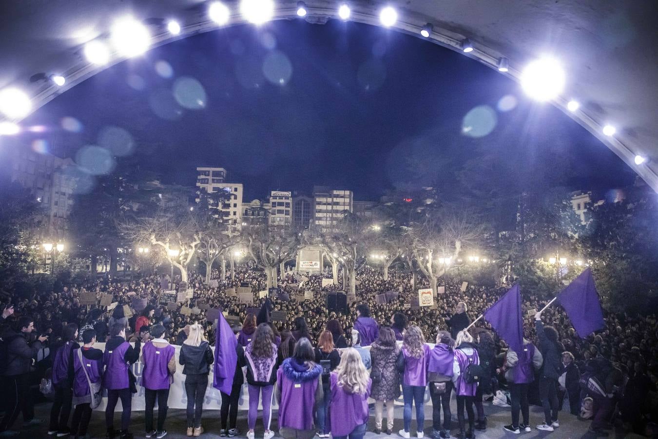 Fotos: La manifestación del Día de la Mujer llena al anocchecer las calles de Logroño