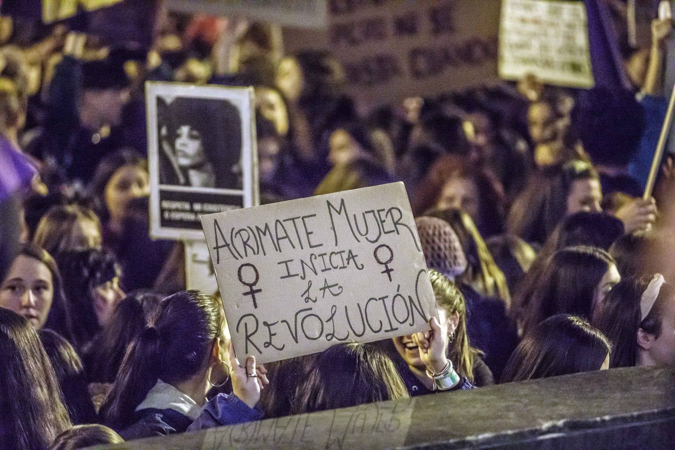 Fotos: La manifestación del Día de la Mujer llena al anocchecer las calles de Logroño