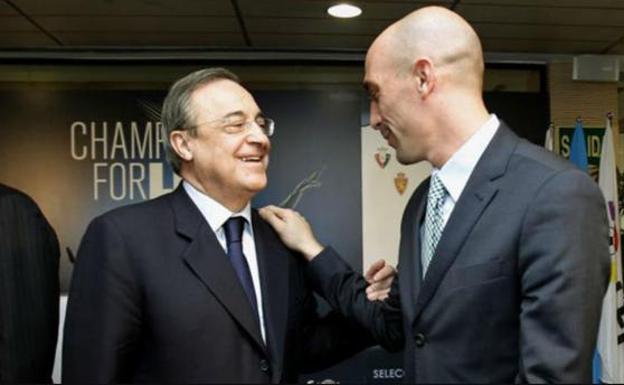 Florentino Pérez y Luis Rubiales, presidente de la FEF. 