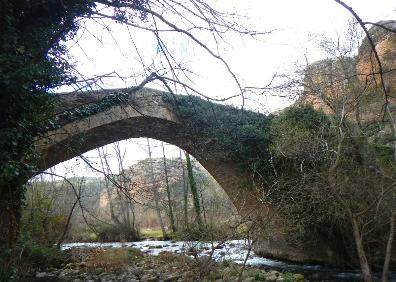 Imagen secundaria 1 - Vistas desde el mirador y puente medieval de Viguera. Sendero del río Antiguo, con vistas a la vega del Iregua. 