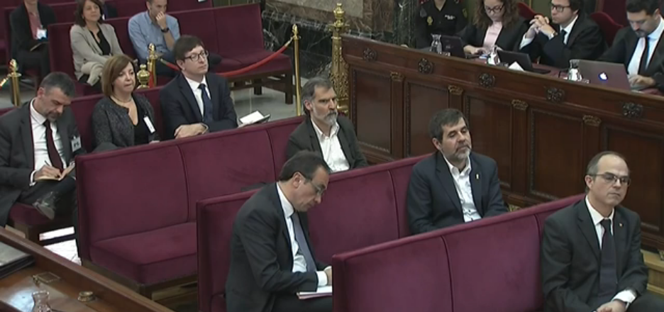 Los procesados durante la décimonovena sesión del juicio del procés.