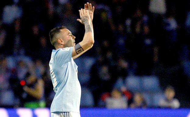 Iago Aspas celebra la victoria del Celta ante el Villarreal.