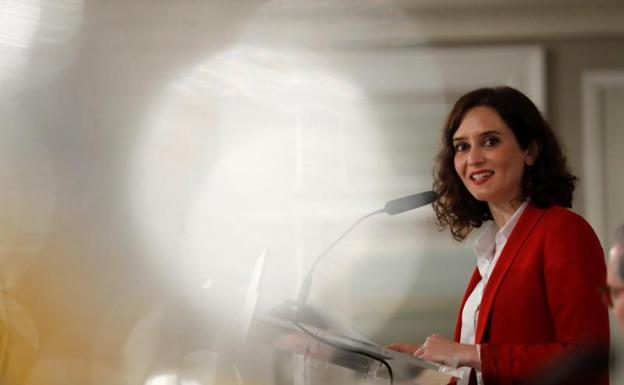 Isabel Díaz Ayuso, durante un desayuno informativo. 