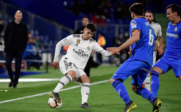 Brahim Díaz, en una acción del partido ante el Getafe. 