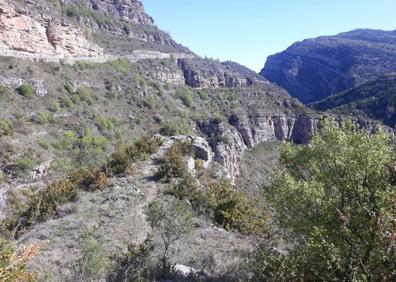 Imagen secundaria 1 - Rescatan a una joven que estaba al borde de un barranco del cañón del Leza