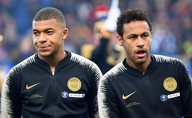 MBappe y Neymar, en la final de copa jugada ante el Rennes