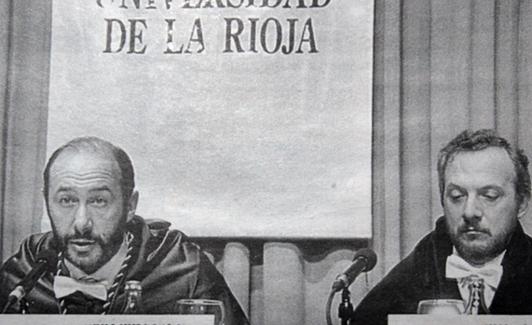 Rubalcaba y Pedro Campos, en el acto de apertura del nuevo curso académico 1997-1998. 