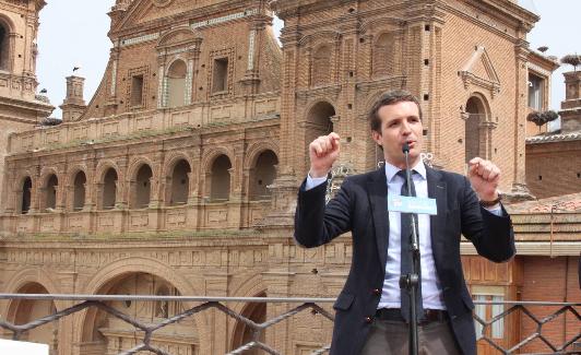 Pablo Casado, en el acto político de Alfaro el pasado 19 de abril. 