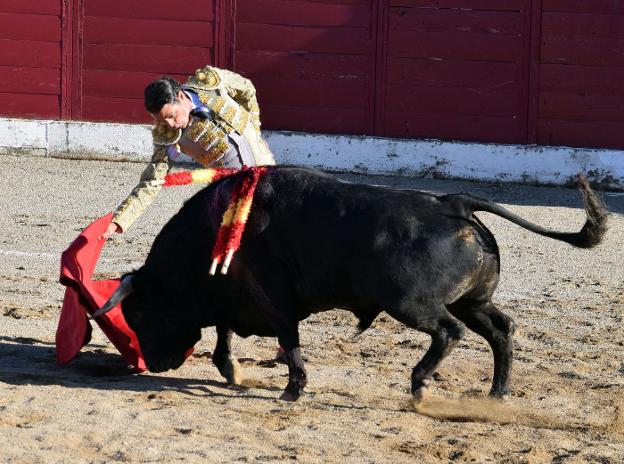 Javier Sánchez Vara, en redondo con el tercero de la tarde, al que cortó dos orejas. :: Miguel Herreros