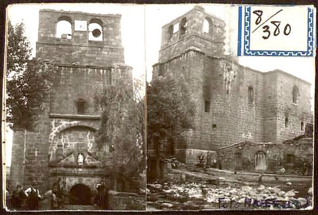 Dos fotografías de la iglesia de la Concepción, quemada el 20 de junio de 1936. :: El najerilla/BNE