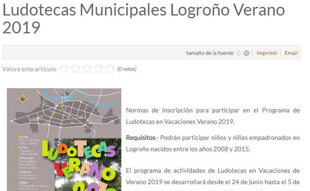 El Ayuntamiento de Logroño rectifica y admite a los nacidos en 2008 en las ludotecas de verano