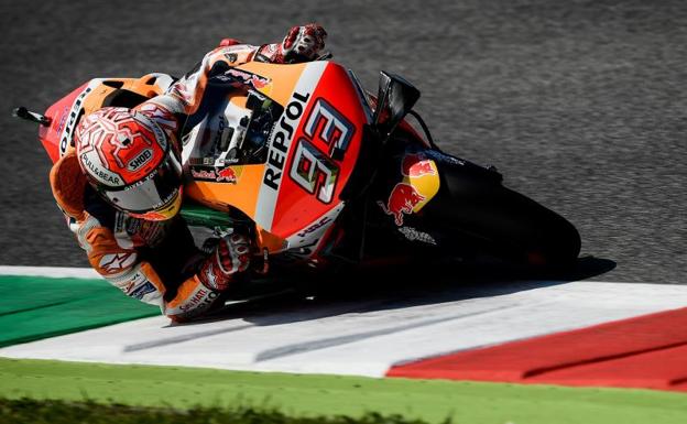 Marc Márquez, pilotando en Mugello.