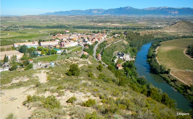 Vista del Cortijo junto al Ebro y fincas de viñedos