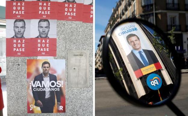 Carteles electorales en una calle española.