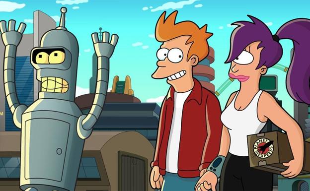 Bender, Fry y Leela.