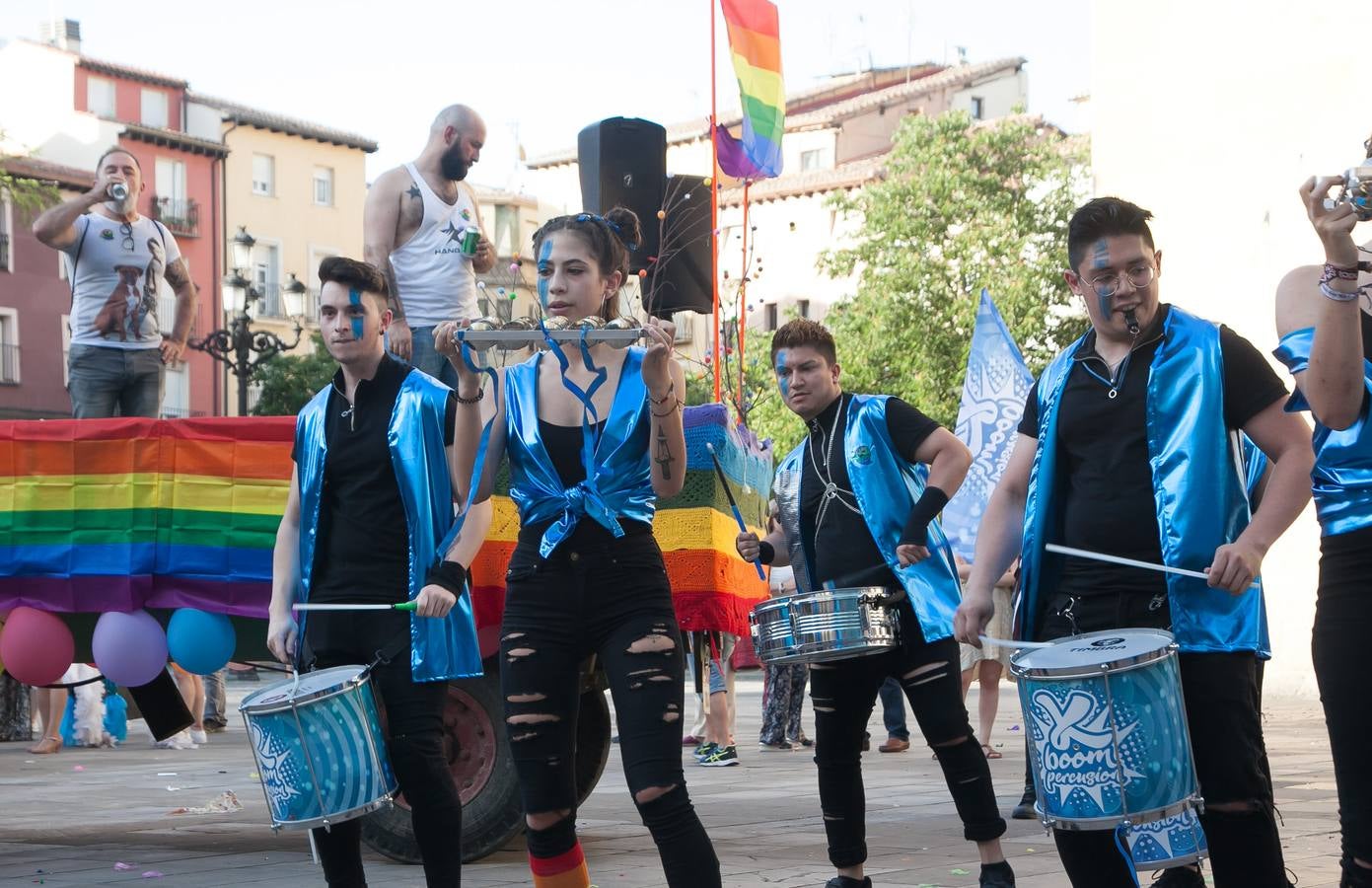 Unos jóvenes, durante la manifestación