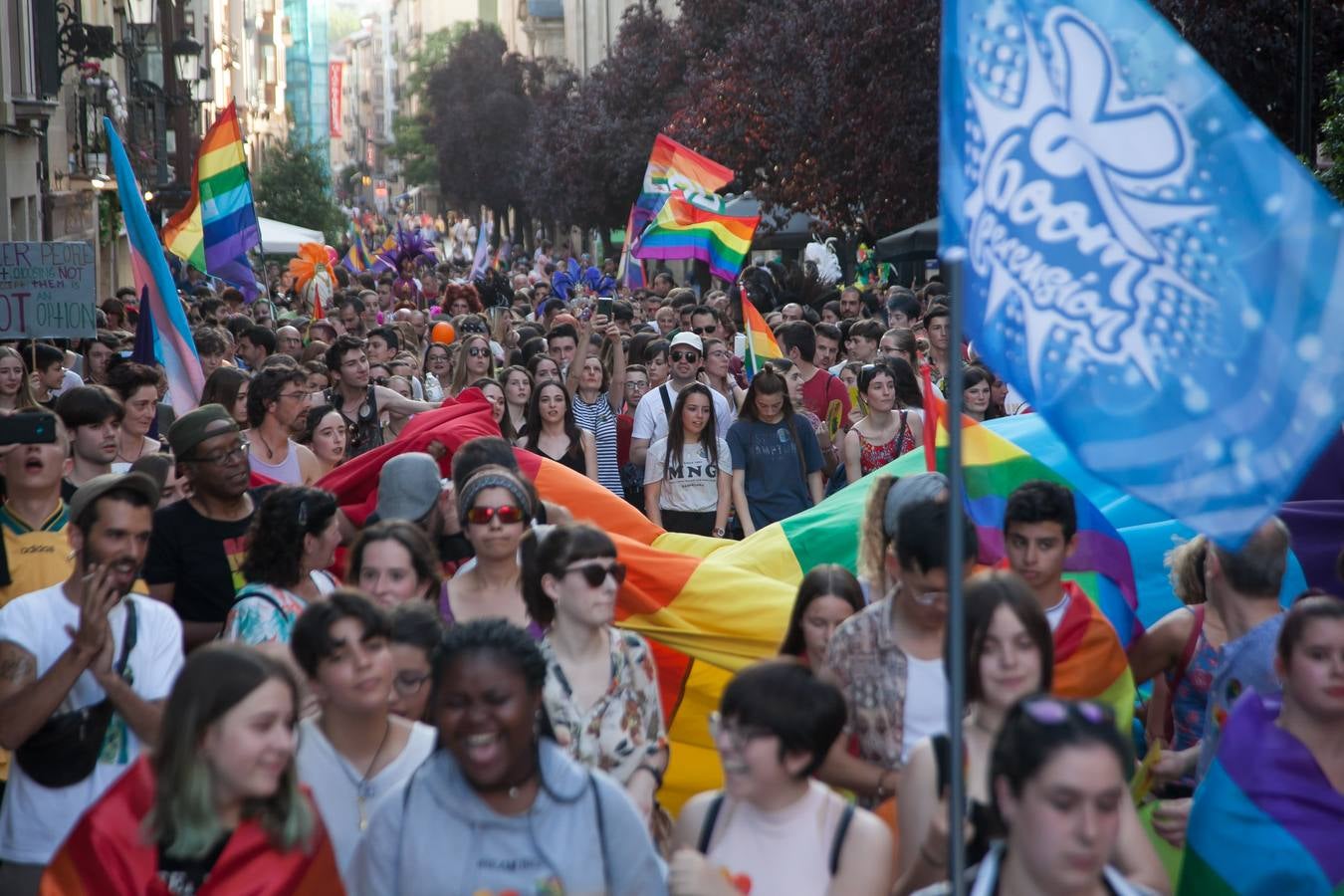 Unos jóvenes, durante la manifestación