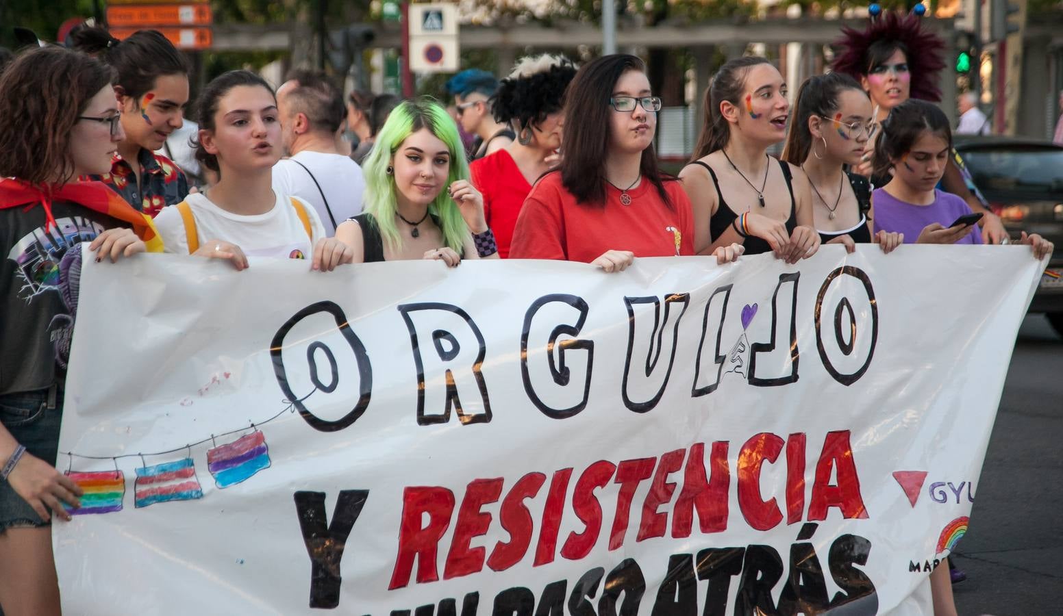 Unos jóvenes, durante la manifestación