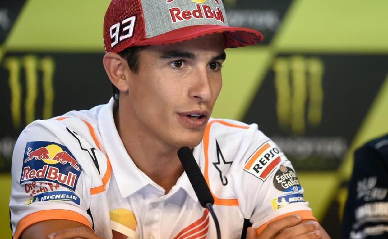 Marc Márquez, durante la rueda de prensa previa al Gran Premio de la República Checa.